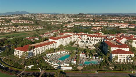 Aerial-view-of-the-Luxury-hotel,-Waldorf-Astoria,-at-Monarch-beach,-in-Dana-Point,-California