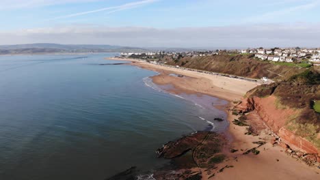 Aerial-parallax-shot-of-Marine-Drive-Exmouth-Devon-England-from-Orcombe-Point