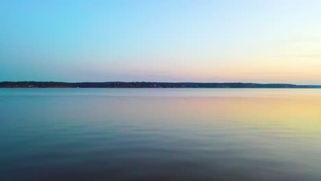 Low-Flight-Over-Calm-Water-Of-Grand-Lake-O'-the-Cherokees-During-Sundown-In-Oklahoma