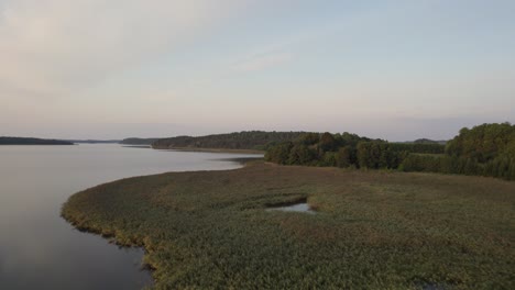 Wetlands-natural-enviroment-landscape-in-Sweden,-fly-over