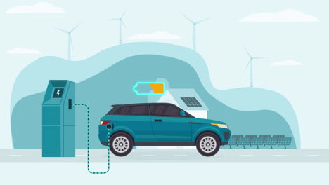 Electric-car-charging-at-charging-station-looped-4k