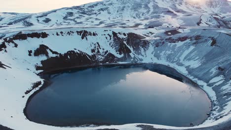 Glacial-lake-in-Viti-crater-in-snow-covered-mountains-in-Iceland