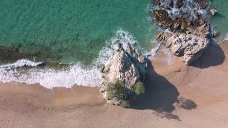 Aerial-images-of-Costa-Brava-Gerona-Lloret-de-Mar-Rosa-Figuera-port-blue