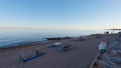 Peaceful-and-relaxing-empty-beach,-Dahab,-coast-of-the-Sinai-Peninsula-in-Egypt