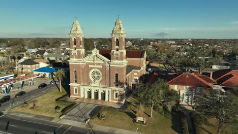 Point-of-view-interest-of-Church-in-Thibodaux-at-sunset-in-Louisiana