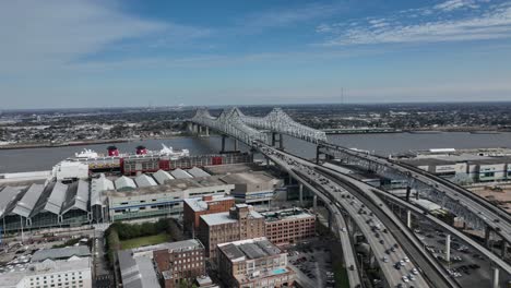 Mississippi-River-Bridge-in-New-Orleans-aerial-view
