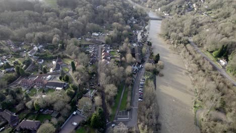 Ironbridge-gorge-river-Severn-in-flood-aerial-point-of-view
