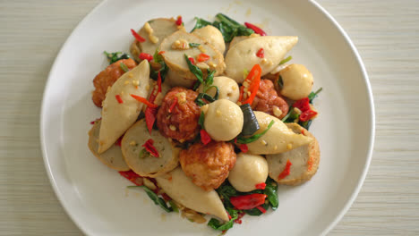 Spicy-stir-fried-fish-balls-with-herbs