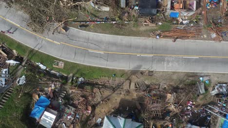 Damages-Left-By-The-Typhoon-With-Destroyed-Roads-And-Houses-In-Southern-Leyte,-Philippines