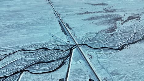Route-1,-Popularly-Known-As-Ring-Road,-Through-Icy-Landscape-In-South-Iceland-At-Winter