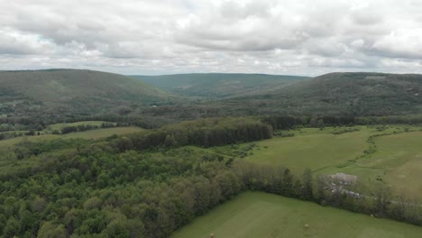 Aerial-drone-shot-a-valley-in-Finger-Lakes-region-Central-New-York