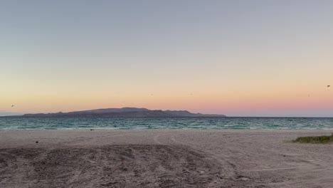 Tecolote-beach,-sunset-in-Baja-California-South-Mexico