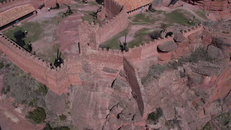 Aerial-drone-view-of-the-Castle-of-Peracense,-in-Teruel