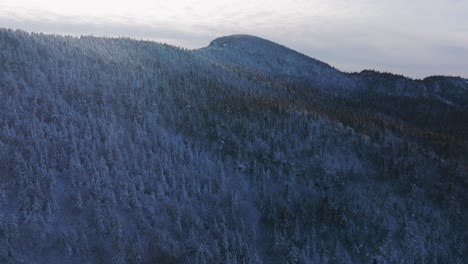 Vista-Panorámica-De-Las-Montañas-Del-Bosque-Blanco-Al-Amanecer-En-El-Este-De-Quebec,-Canadá