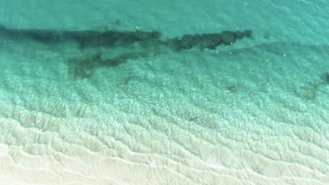Aerial-View,-turquoise-beach,-Baja-California-South,-Mexico