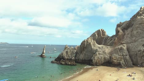 Aerial-shot-of-boats-in-the-Arch-of-Los-Cabos,-Baja-California-sur-4