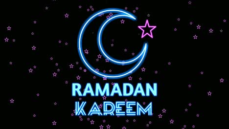 Neon-sign-lights-Ramadan-Kareem-text-animation-on-black-background-,Glowing,-blinking-Ramadan-Kareem-neon-text-background-Ramadan-Kareem-concept,-4K-Animation-