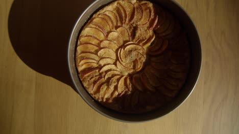 Yummy-Homemade-apple-pie-fresh-out-of-the-oven-in-a-two-piece-pan-4K-Sunlit