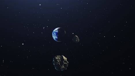 Meteorfelsen-Nähert-Sich-Der-Erde-Im-Weltraum