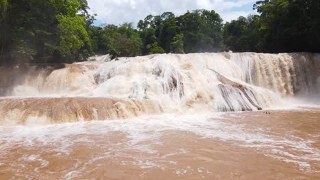 Agua-Azul-Wasserfälle-In-Mexiko-Nach-Starkem-Regen,-Luftbild-4k
