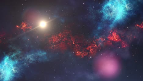 Rote-Und-Blaue-Nebel-Im-Universum