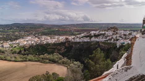 Beautiful-timelapse-over-typical-white-house-Spanish-village-and-countryside