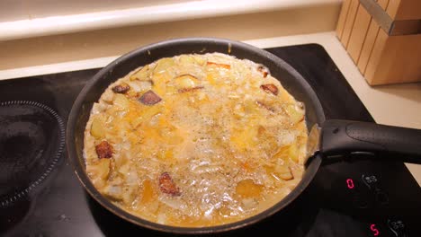 Frying-Egg-Omelette-With-Potatoes-And-Onions