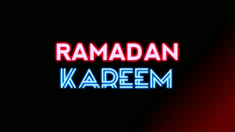 Luces-De-Letrero-De-Neón-Animación-De-Texto-De-Ramadan-Kareem-Sobre-Fondo-Negro,-Brillante,-Parpadeante-Ramadan-Kareem-Fondo-De-Texto-De-Neón-Concepto-De-Ramadan-Kareem,-Animación-4k