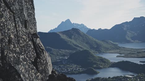 Majestic-view-from-top-of-mountain-to-Lofoten-region-in-Norway