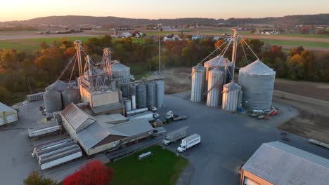 Grain-elevator,-bins-to-store-crops-from-farmland-in-USA