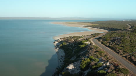 Scenic-Nature-Landscape-At-West-Coast-National-Park,-South-Africa---aerial-drone-shot
