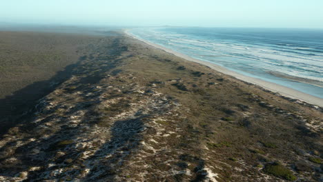 Idyllic-Seascape-At-West-Coast-National-Park,-South-Africa---aerial-drone-shot