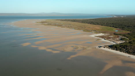 Vast-Forest-Landscape-And-Scenic-Beach-Of-West-Coast-National-Park,-South-Africa---aerial-shot