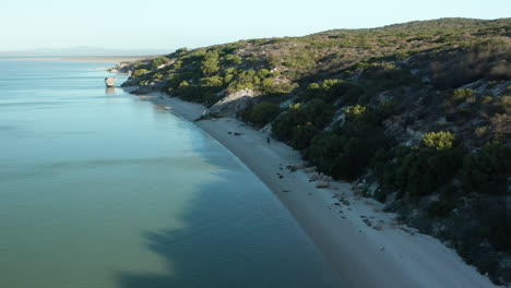 Calm-Ocean-View-And-Lush-Green-Landscape-In-West-Coast-National-Park,-South-Africa---aerial-shot