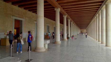Tourists-and-Locals-Enjoying-Time-on-Sunny-Day-in-Stoa-of-Attalos