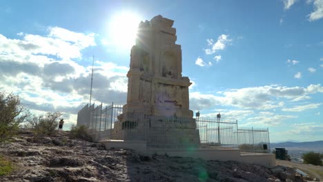 Panoramic-View-of-Philopappos-Monument-on-Sunny-Day-in-Athens