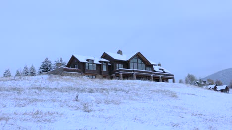 Mansion-House-on-a-Hill-in-Bozeman-Montana-During-Winter-2022-4K-60FPS