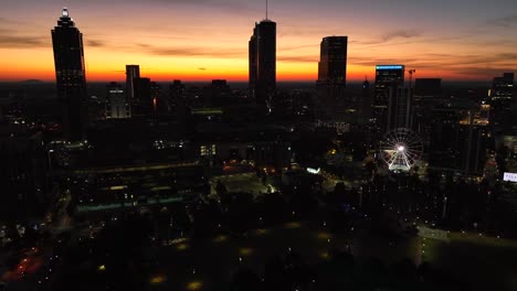 Aerial-view-of-Atlanta-skyline-at-sunrise