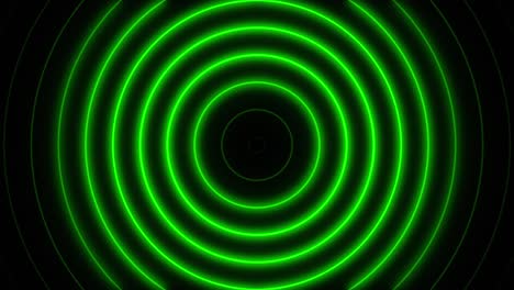 Abstrakte-Nahtlose-Schleife-Neongrüner-Konzentrischer-Kreis-Auf-Schwarzem-Hintergrund