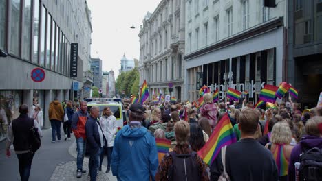 Walking-together-with-Oslo-Pride-2022-crowd,-POV