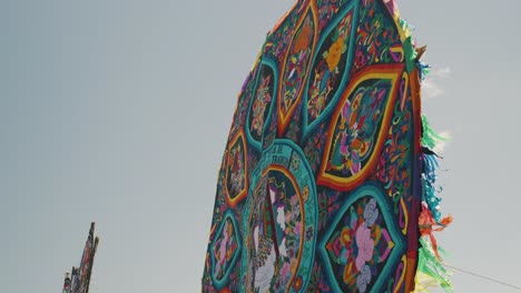 Detail-Of-The-Intricate-Artwork-Of-Giant-Kite-At-The-Day-Of-The-Dead-Festival-In-Sumpango,-Guatemala---close-up