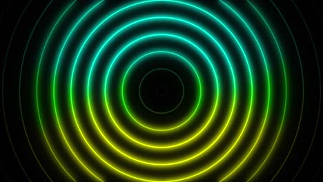 Abstract-seamless-loop-neon-two-colours-gradient-concentric-circle-on-a-black-background