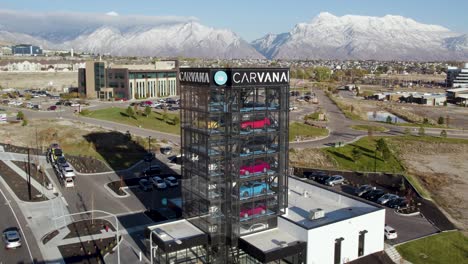 Carvana-Vending-Machine-Building-in-Silicon-Slopes,-Lehi,-Utah---Aerial