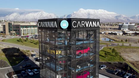 Aerial-Drone-Shot-of-Carvana-Car-Dealership-and-Used-Vehicle-Retailer