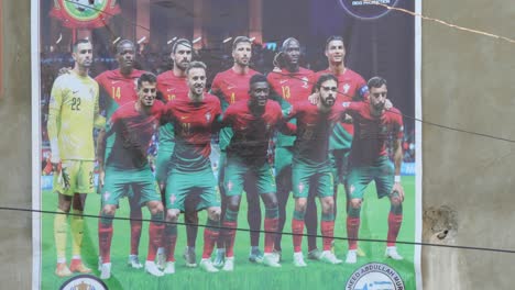 Close-Up-View-Of-Portugal-World-Cup-Football-Team-On-Wall-In-Malir