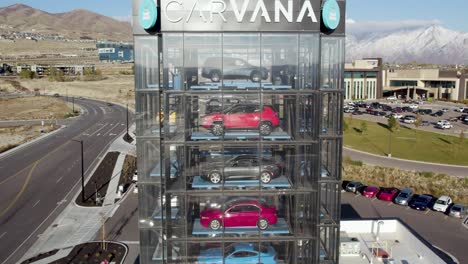 Used-Vehicles-for-Sale-in-Carvana's-Car-Vending-Machine-Building---Aerial