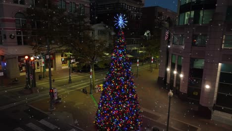 Beleuchteter-Weihnachtsbaum-In-Der-Nacht