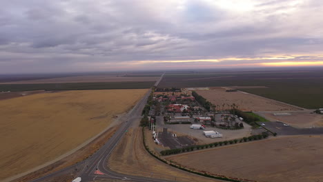 Drone-flight-around-Harris-Ranch-in-California-at-sunrise