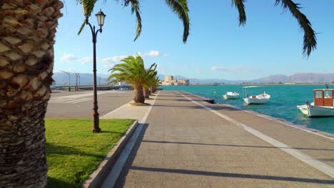 Palms-with-Bourtzi-Fortress-in-the-Nafplio-in-the-Background