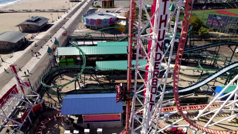 Aerial-View-Of-Thunderbolt-Roller-Coaster-Climbing-Before-Falling-Down-At-Coney-Island